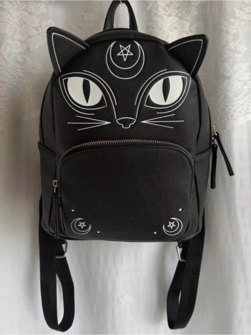 Mad Engine Witchy Black Cat Mini Backpack - Celestial Occult Moon & Star